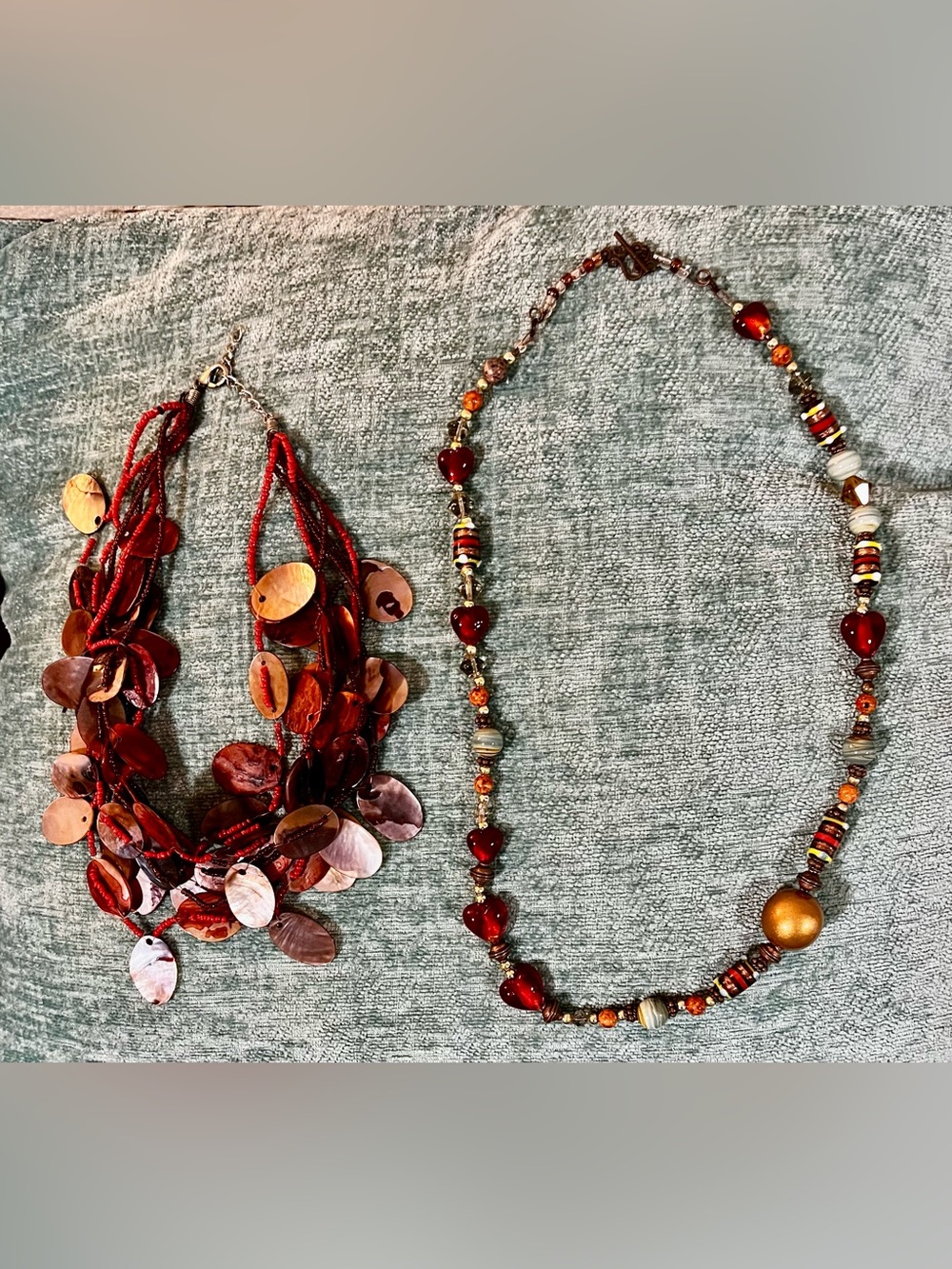 Lot of two. Shell Necklace and Glass  Beaded Necklace Women Jewelry